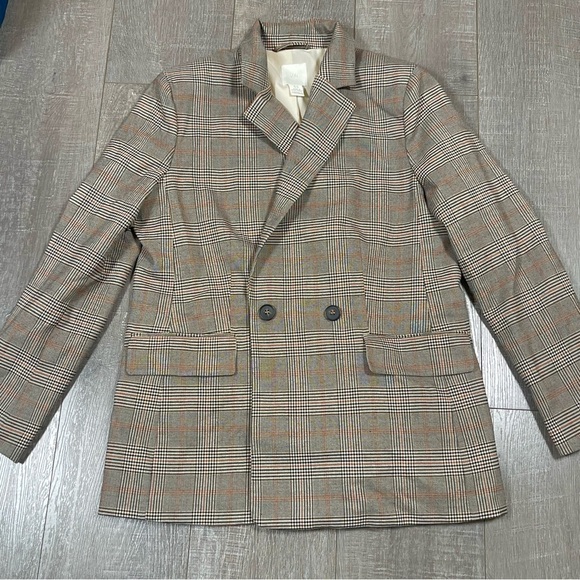 H&M Blazer Jacket Plaid Houndstooth Print Size 10 - Picture 1 of 8
